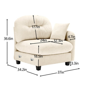 English Elm Sofa Modular Chenille Sectional with Tufted Pleated Back for Modern Living Rooms Beige RSF W714P348495