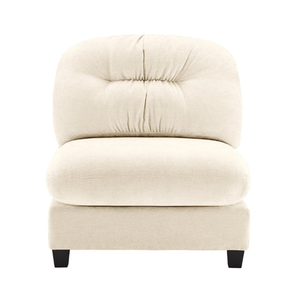 English Elm Armless Modular Chenille Sofa Tufted Pleated Back for Modern Living Rooms Beige W714P348499