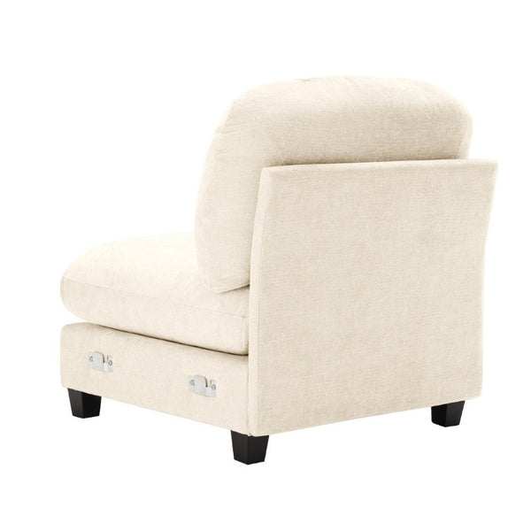 English Elm Armless Modular Chenille Sofa Tufted Pleated Back for Modern Living Rooms Beige W714P348499