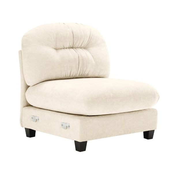 English Elm Armless Modular Chenille Sofa Tufted Pleated Back for Modern Living Rooms Beige W714P348499