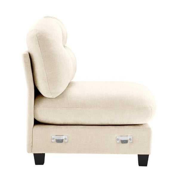 English Elm Armless Modular Chenille Sofa Tufted Pleated Back for Modern Living Rooms Beige W714P348499