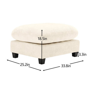 English Elm Ottoman Chenille Tufted Footrest for Modular Sectional Living Room Seating Beige W714P348500