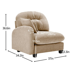 English Elm Sofa Modular Chenille Sectional with Tufted Pleated Back for Modern Living Rooms Camel LSF W714P348501