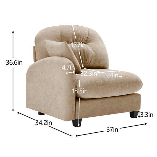 English Elm Sofa Modular Chenille Sectional with Tufted Pleated Back for Modern Living Rooms Camel LSF W714P348501