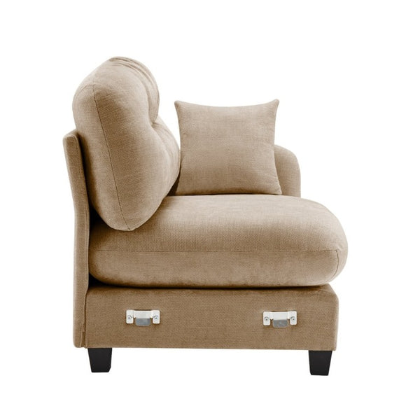 English Elm Sofa Modular Chenille Sectional with Tufted Pleated Back for Modern Living Rooms Camel RSF W714P348502