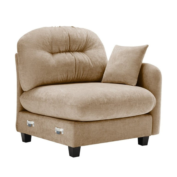 English Elm Sofa Modular Chenille Sectional with Tufted Pleated Back for Modern Living Rooms Camel RSF W714P348502