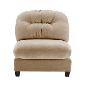 English Elm Armless Modular Chenille Sofa Tufted Pleated Back for Modern Living Rooms Camel W714P348504