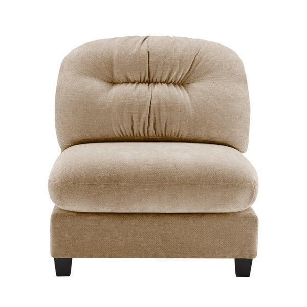 English Elm Armless Modular Chenille Sofa Tufted Pleated Back for Modern Living Rooms Camel W714P348504