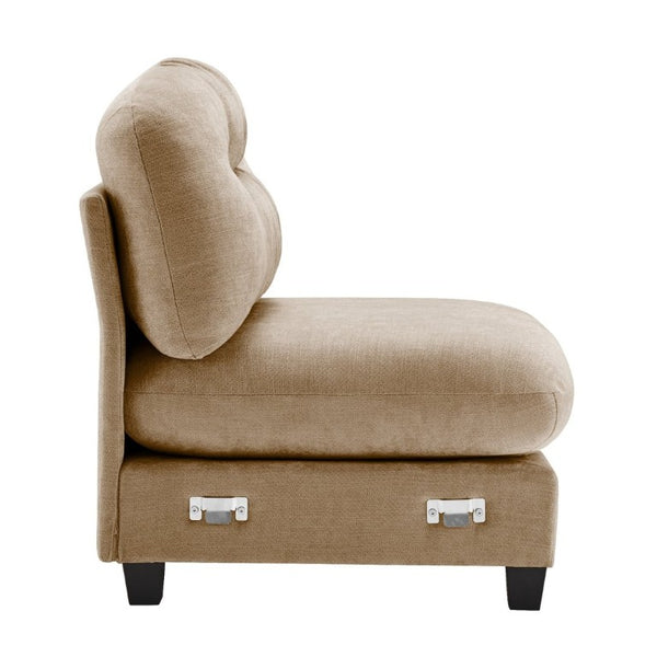 English Elm Armless Modular Chenille Sofa Tufted Pleated Back for Modern Living Rooms Camel W714P348504
