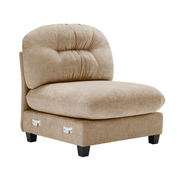 English Elm Armless Modular Chenille Sofa Tufted Pleated Back for Modern Living Rooms Camel W714P348504