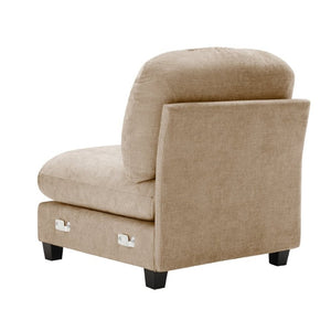 English Elm Armless Modular Chenille Sofa Tufted Pleated Back for Modern Living Rooms Camel W714P348504