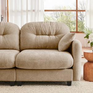 English Elm Ottoman Chenille Tufted Footrest for Modular Sectional Living Room Seating Camel W714P348506