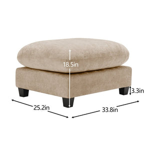 English Elm Ottoman Chenille Tufted Footrest for Modular Sectional Living Room Seating Camel W714P348506