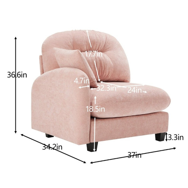 English Elm Sofa Modular Chenille Sectional with Tufted Pleated Back for Modern Living Rooms Pink LSF W714P348507