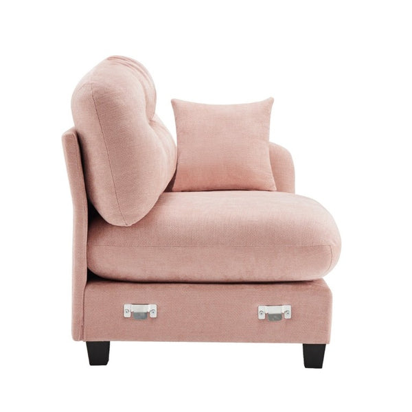 English Elm Sofa Modular Chenille Sectional with Tufted Pleated Back for Modern Living Rooms Pink RSF W714P348508