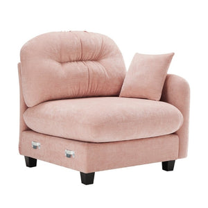 English Elm Sofa Modular Chenille Sectional with Tufted Pleated Back for Modern Living Rooms Pink RSF W714P348508