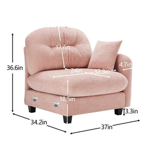 English Elm Sofa Modular Chenille Sectional with Tufted Pleated Back for Modern Living Rooms Pink RSF W714P348508