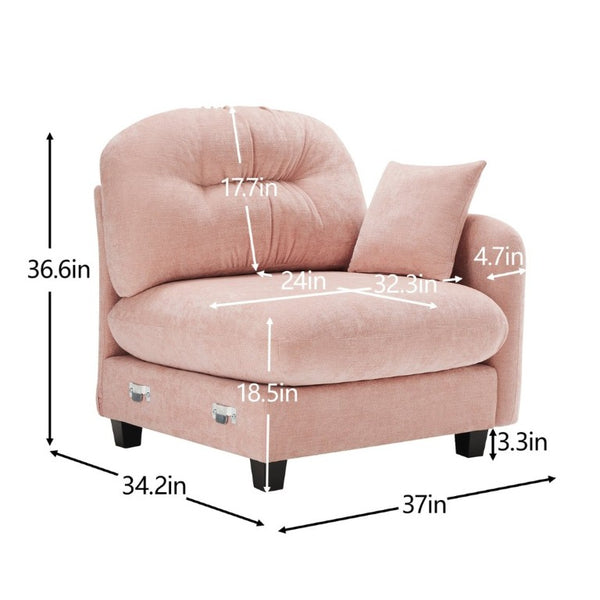 English Elm Sofa Modular Chenille Sectional with Tufted Pleated Back for Modern Living Rooms Pink RSF W714P348508
