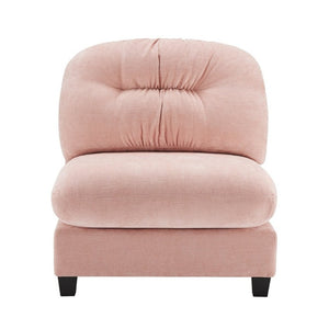 English Elm Armless Modular Chenille Sofa Tufted Pleated Back for Modern Living Rooms Pink W714P348513
