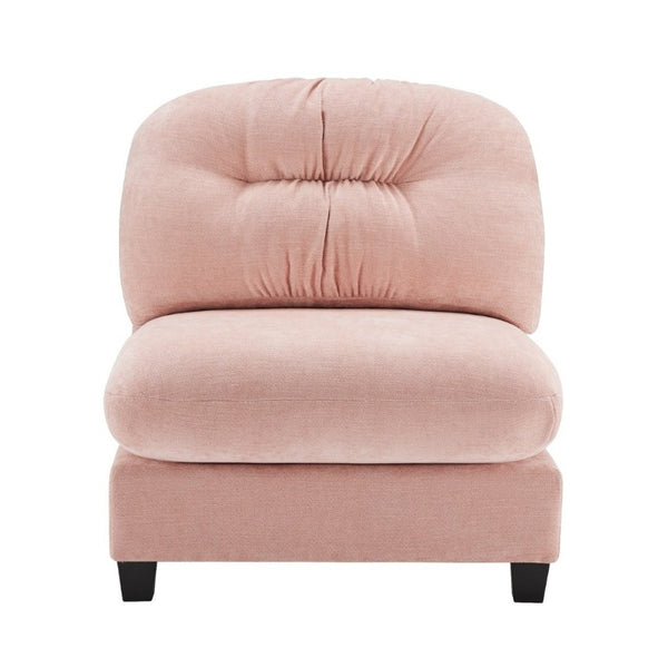 English Elm Armless Modular Chenille Sofa Tufted Pleated Back for Modern Living Rooms Pink W714P348513