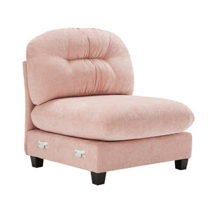 English Elm Armless Modular Chenille Sofa Tufted Pleated Back for Modern Living Rooms Pink W714P348513