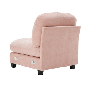 English Elm Armless Modular Chenille Sofa Tufted Pleated Back for Modern Living Rooms Pink W714P348513