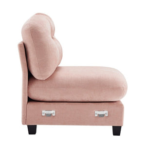 English Elm Armless Modular Chenille Sofa Tufted Pleated Back for Modern Living Rooms Pink W714P348513