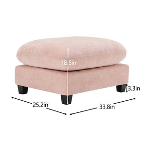 English Elm Ottoman Chenille Tufted Footrest for Modular Sectional Living Room Seating Pink W714P348518
