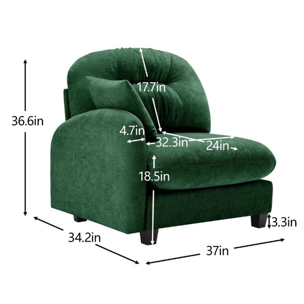 English Elm Sofa Modular Chenille Sectional with Tufted Pleated Back for Modern Living Rooms Green LSF W714P348585