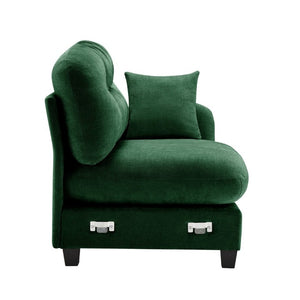 English Elm Sofa Modular Chenille Sectional with Tufted Pleated Back for Modern Living Rooms Green RSF W714P348642