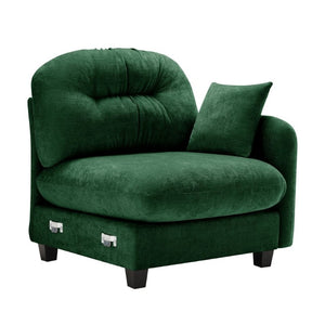 English Elm Sofa Modular Chenille Sectional with Tufted Pleated Back for Modern Living Rooms Green RSF W714P348642