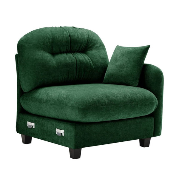 English Elm Sofa Modular Chenille Sectional with Tufted Pleated Back for Modern Living Rooms Green RSF W714P348642