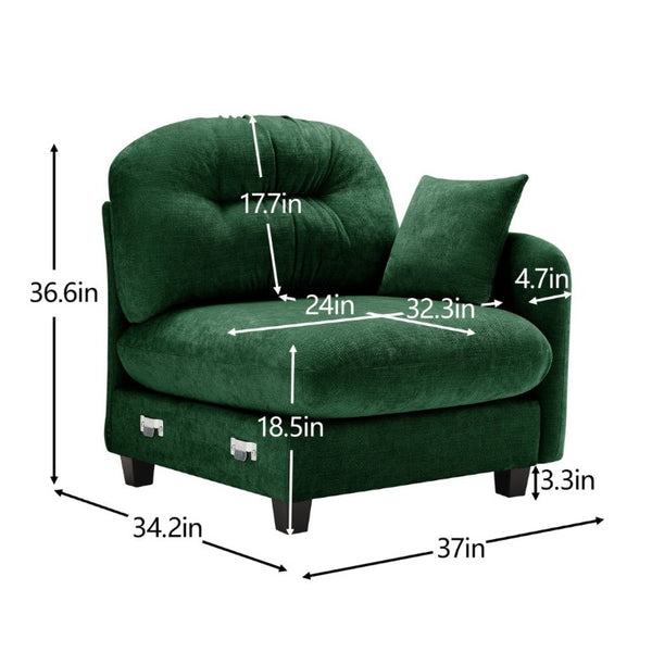 English Elm Sofa Modular Chenille Sectional with Tufted Pleated Back for Modern Living Rooms Green RSF W714P348642