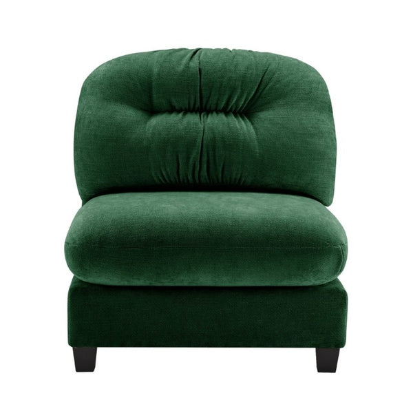 English Elm Armless Modular Chenille Sofa Tufted Pleated Back for Modern Living Rooms Green W714P348661