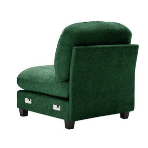 English Elm Armless Modular Chenille Sofa Tufted Pleated Back for Modern Living Rooms Green W714P348661