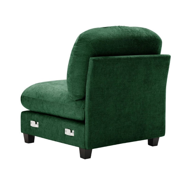 English Elm Armless Modular Chenille Sofa Tufted Pleated Back for Modern Living Rooms Green W714P348661