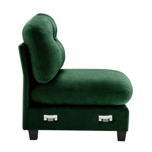 English Elm Armless Modular Chenille Sofa Tufted Pleated Back for Modern Living Rooms Green W714P348661
