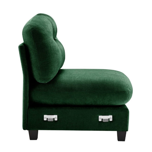 English Elm Armless Modular Chenille Sofa Tufted Pleated Back for Modern Living Rooms Green W714P348661