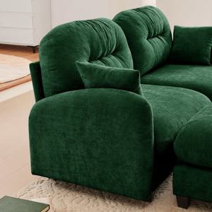 English Elm Ottoman Chenille Tufted Footrest for Modular Sectional Living Room Seating Green W714P348663