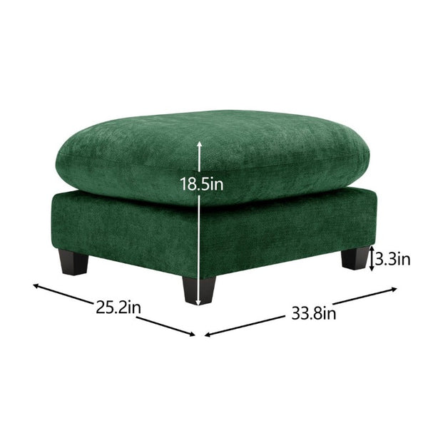 English Elm Ottoman Chenille Tufted Footrest for Modular Sectional Living Room Seating Green W714P348663