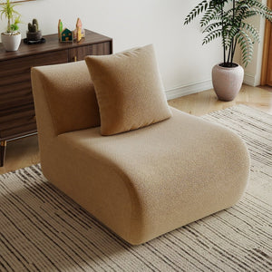 English Elm Armless Modular Sofa Unit Plush Teddy Upholstery for Flexible Sectional Living Room Layouts Camel W714P357227