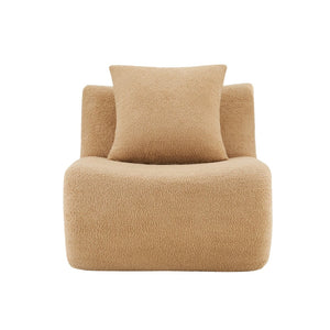 English Elm Armless Modular Sofa Unit Plush Teddy Upholstery for Flexible Sectional Living Room Layouts Camel W714P357227