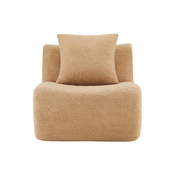 English Elm Armless Modular Sofa Unit Plush Teddy Upholstery for Flexible Sectional Living Room Layouts Camel W714P357227