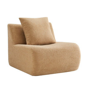 English Elm Armless Modular Sofa Unit Plush Teddy Upholstery for Flexible Sectional Living Room Layouts Camel W714P357227