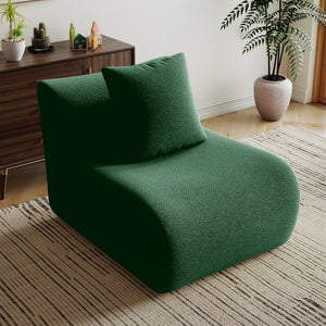 English Elm Armless Modular Sofa Unit Plush Teddy Upholstery for Flexible Sectional Living Room Layouts Green W714P357245