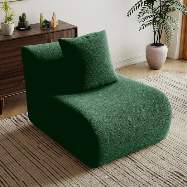 English Elm Armless Modular Sofa Unit Plush Teddy Upholstery for Flexible Sectional Living Room Layouts Green W714P357245