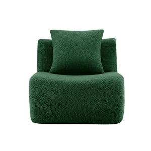 English Elm Armless Modular Sofa Unit Plush Teddy Upholstery for Flexible Sectional Living Room Layouts Green W714P357245