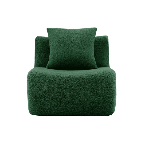 English Elm Armless Modular Sofa Unit Plush Teddy Upholstery for Flexible Sectional Living Room Layouts Green W714P357245