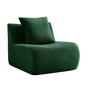English Elm Armless Modular Sofa Unit Plush Teddy Upholstery for Flexible Sectional Living Room Layouts Green W714P357245