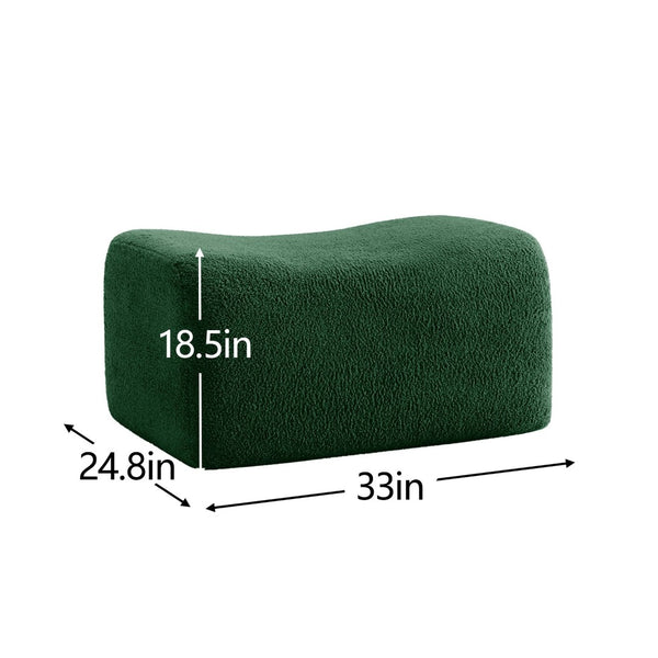 English Elm Ottoman Teddy Plush Modular Sectional Sofa with Curved Arms and Flexible Seating Layout Green W714P357247